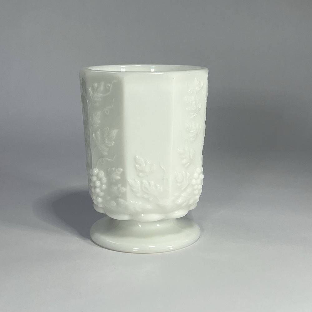 Vintage Westmoreland Milk Glass Open Sugar Bowl Cup Paneled Grape Vine USA PA 4" - Picture 4 of 11